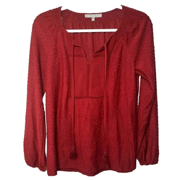 ☀️Danielrainn Long Sleeve Tassel Blouse - Picture 1 of 6